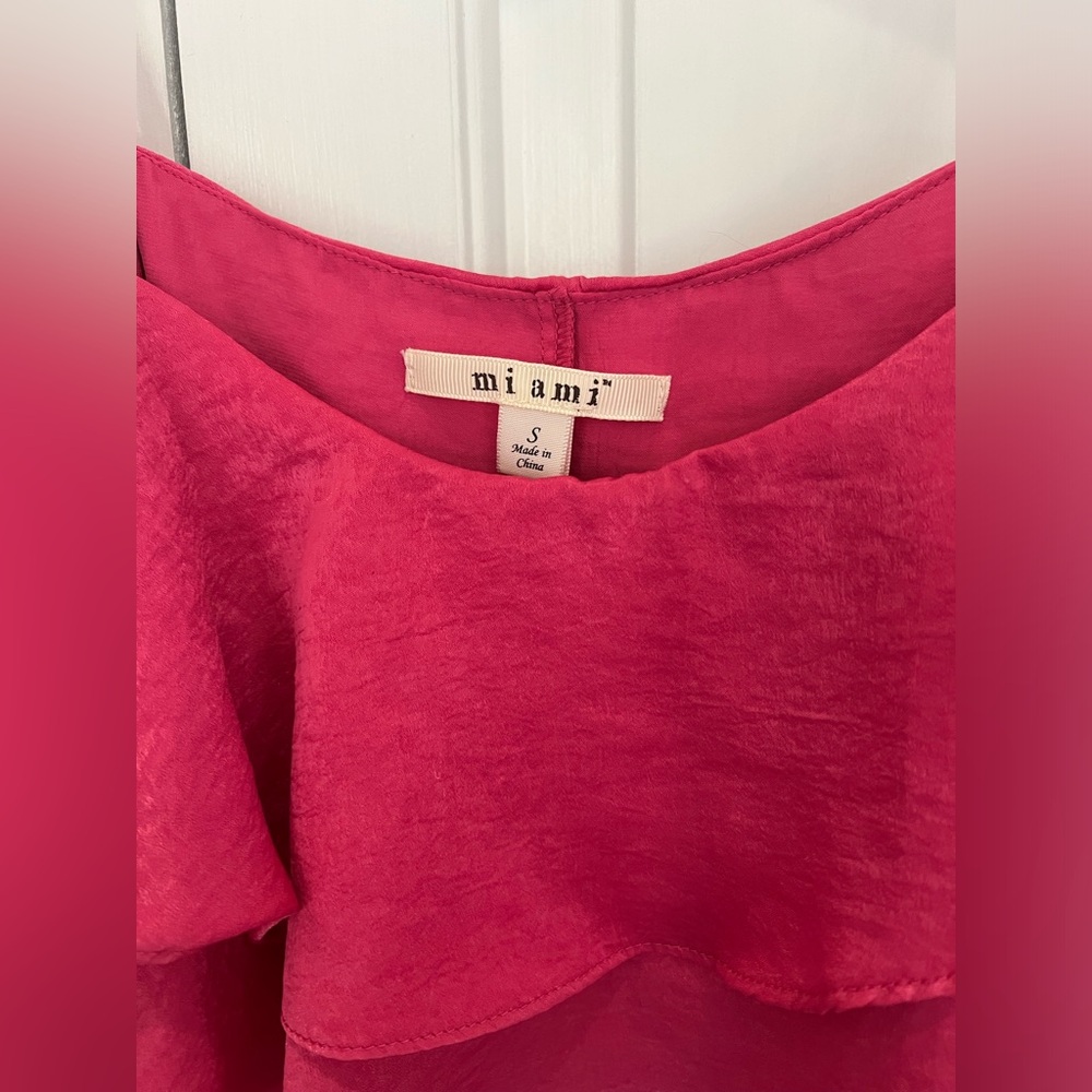 Miami Ruffle Tank Hot Pink Size Small - Picture 5 of 7